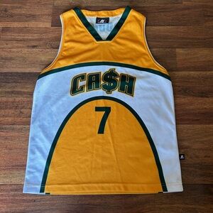 Yellow and White Cash Basketball Jersey